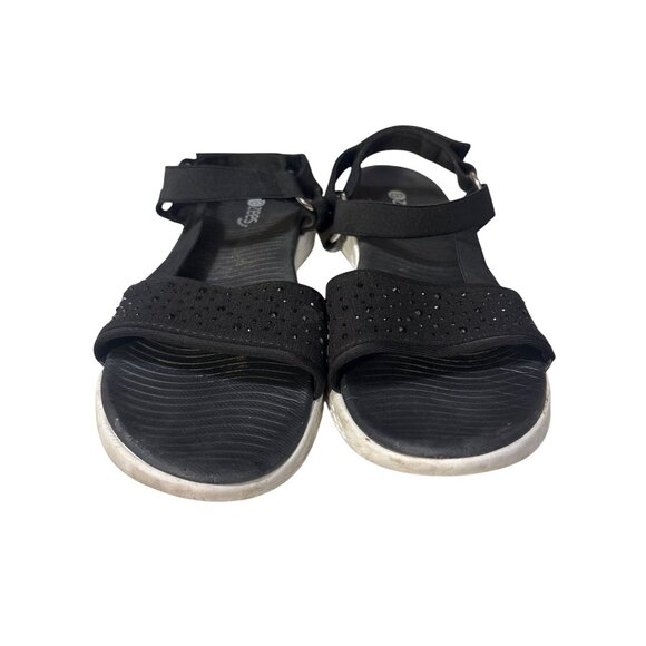 Bzees Black Rhinestone Embellished Womens Sandals With Adjustable Straps Size 8 - Picture 2 of 7